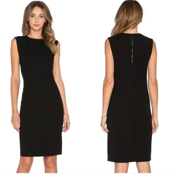 Vince Rib Knee Length Pencil‎ Dress in Black Size Medium - Picture 1 of 5